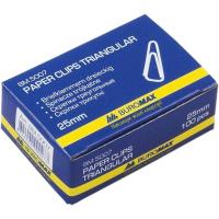 Скрепки канцелярские Buromax 25мм, nickel-plated, triangular, 100шт Фото