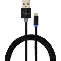 Дата кабель Vinga USB 2.0 AM to Lightning 1m LED black Фото