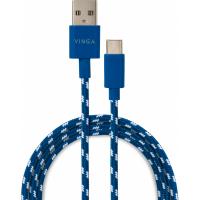 Дата кабель Vinga USB 2.0 AM to Type-C 2color nylon 1m blue Фото