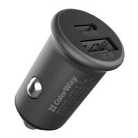 Зарядний пристрій ColorWay 2USB Car (Type-C PD20W + USB QC3.0 ) (38W) Gray Фото