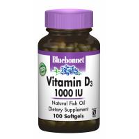 Вітамін Bluebonnet Nutrition Витамин D3 1000IU, 100 желатиновых капсул Фото