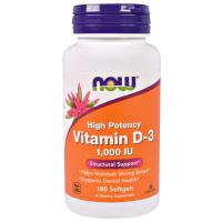 Витамин Now Foods Витамин D-3 1000IU, 180 желатиновых капсул Фото