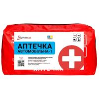 Автомобильная аптечка Poputchik 1 (АМА-1) по ГОСТ 3961-2000 футляр мягкий красный Фото