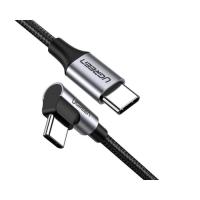 Дата кабель Ugreen USB-C to USB-C 1.0m US255 Angled 3A (Gray\Black) Фото