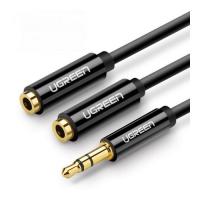 Кабель мультимедийный Ugreen 3.5mm M to 2x3.5mm F 0.2m AV134 black Фото