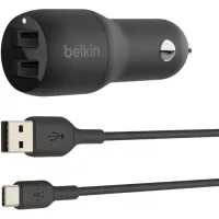 Зарядний пристрій Belkin Car Charger (24W) Dual USB-A, USB-A - USB-C, 1m, b Фото
