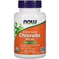 Травы Now Foods Органическая Хлорелла, Chlorella, 500мг, 200 Табл Фото