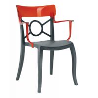 Кухонний стілець PAPATYA opera-k сидіння антрацит, верх прозоро-червоний Фото