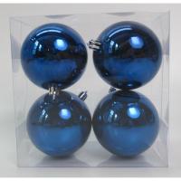 Елочная игрушка Novogod`ko набір куль пластик, 8см, 4 шт, синій глянець Фото