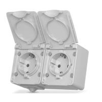 Розетка Videx BINERA IP65 наружная 2ая с заземлением серая Фото