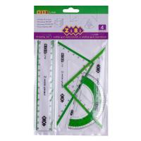 Линейка ZiBi Комплект: линейка 15см, 2 угольника, транспортир, Фото