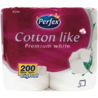 Туалетная бумага Perfex Cotton Like Premium White 3 шари 4 рулони Фото