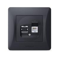 Компьютерная розетка Videx BINERA CAT6 одинарна черн Фото