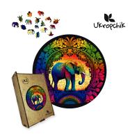 Пазл Ukropchik дерев'яний Слон Мандала size - L в коробці з набор Фото