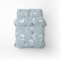 Постельное белье Home Line Гинко Белоба серо-голубой бязь полуторный Фото