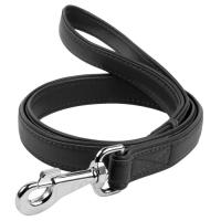 Поводок для собак WAUDOG Glamour кожаный M-XXL черный Фото