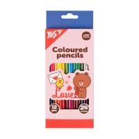 Карандаши цветные Yes Line Friends Choco love двухсторонние 12 шт. 24 цв Фото