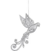 Елочная игрушка House Of Seasons Птичка серебряная 9 х 2 х 16 см Фото
