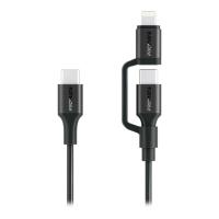 Дата кабель Promate USB-C to USB-C + Lightning black Фото
