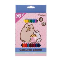 Карандаши цветные Yes Pusheen 18 шт 36 кол. Фото
