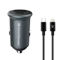 Зарядний пристрій Armorstandart USB Type-C PD20W + USB QC 3.0 Grey + cable Lightni Фото
