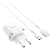 Зарядний пристрій HOCO C12Q Smart USB QC3.0 + cable USB to USB-C 18W Whit Фото