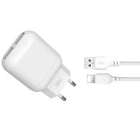 Зарядное устройство XO 2xUSB 2.4A + cable USB to Lightning white Фото