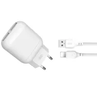 Зарядний пристрій XO 2xUSB 2.4A + cable USB to Lightning white Фото