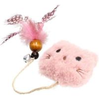 Игрушка для кошек Hippie Pet Плюшевый мишка с перышком розовый 11 см. Фото