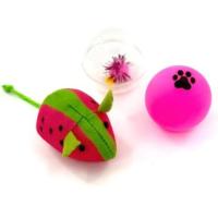 Іграшка для котів Hippie Pet Мишка та два м'ячика, рожевий і зелений Фото