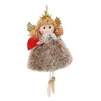 Елочная игрушка Chomik Фея хутро 8х16 см, коричнева Фото
