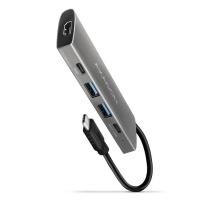 Концентратор AXAGON USB-C to 2xUSB-A + 2xUSB-C + HDMI 0.13m gray Фото