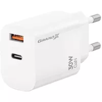 Зарядний пристрій Grand-X GaN 1xUSB-C + 1xUSB QC3.0 36W white Фото