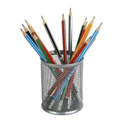 Подставка для ручек Axent round 80х80х100мм, wire mesh, silver Фото 1