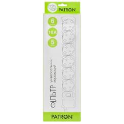Сетевой фильтр питания Patron 5m (SP-1065W), 6 розеток White Фото 1