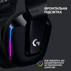 Наушники Logitech G733 Lightspeed Wireless RGB Gaming Headset Black Фото 3