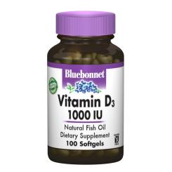 Витамин Bluebonnet Nutrition Вітамін D3 1000IU, 100 желатинових капсул Фото