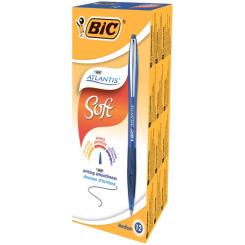 Ручка шариковая Bic автоматическая Atlantis с резиновым грипом Синяя Фото 1