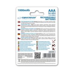 Аккумулятор Esperanza AAA 1000mAh Ni-MH * 4 green Фото 1