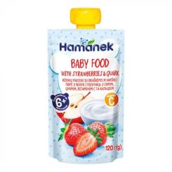 Детское пюре Hamanek Яблоко Клубника Сыр, 120 г Фото