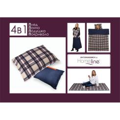 Плед Home Line 4 в 1 клетка оранжевая 140х190см Фото