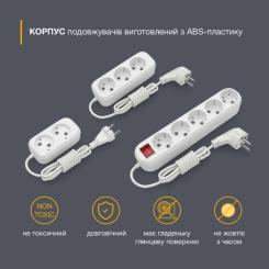 Сетевой удлинитель Electrum C-ES-1814 3.0m, 5 роз, white Фото 1