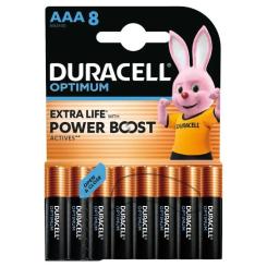 Батарейка Duracell Optimum AAA лужні 8 шт. в упаковці Фото 1