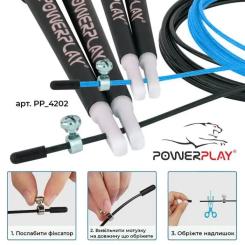 Скакалка PowerPlay 4202 швидкісна Синя Фото 7