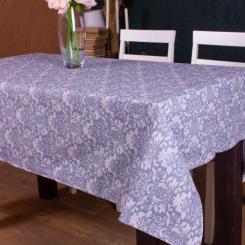 Скатерть MirSon Рогожа №217 Blue Patterns 130x220 см Фото
