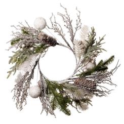 Рождественский венок YES! Fun з білими кулями, 48 см Фото