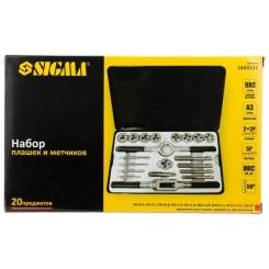 Набор метчиков и плашек Sigma 20 предм., металевий кейс Фото 5