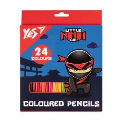 Карандаши цветные Yes 24 круг Ninja синий Фото