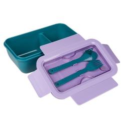 Ланч-бокс детский Yes Fusion 850 мл с принадлежностями фиолетово-зеленый Фото 1