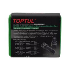 Набор торцевых головок Toptul ударних SPLINE 1/2" M14-M18 6шт. Фото 3